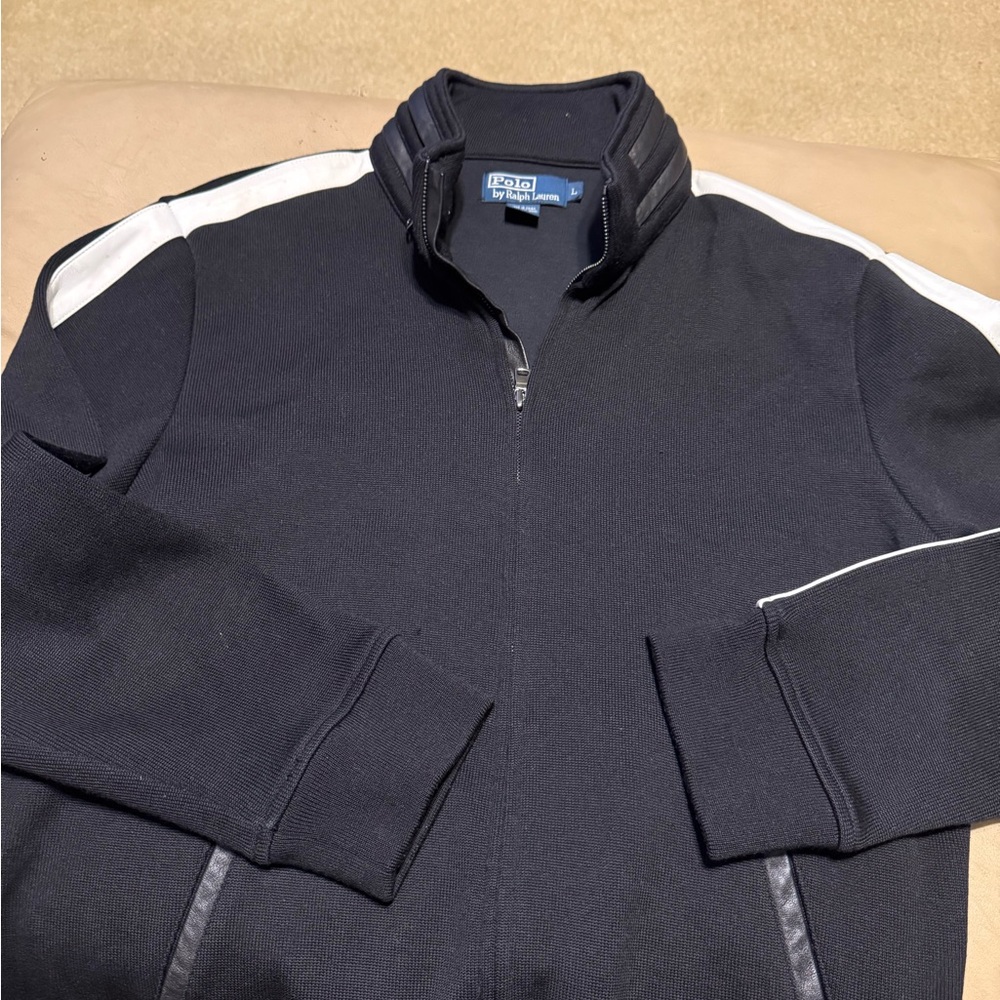 Polo by Ralph Lauren Black Track Jacket with White Piping